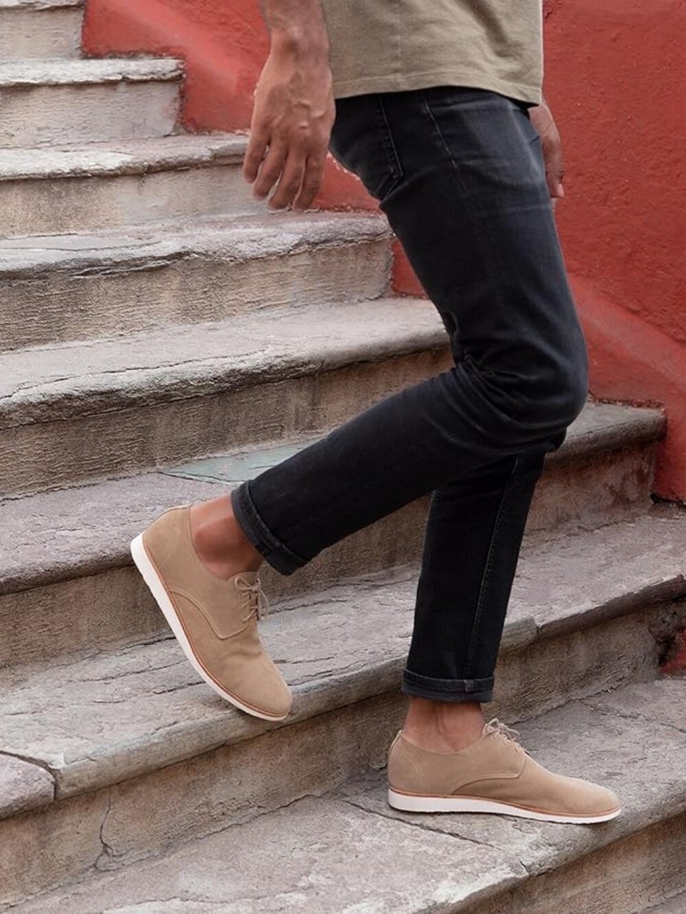 Nisolo Men's Suede Lace-Up Shoes in Stone